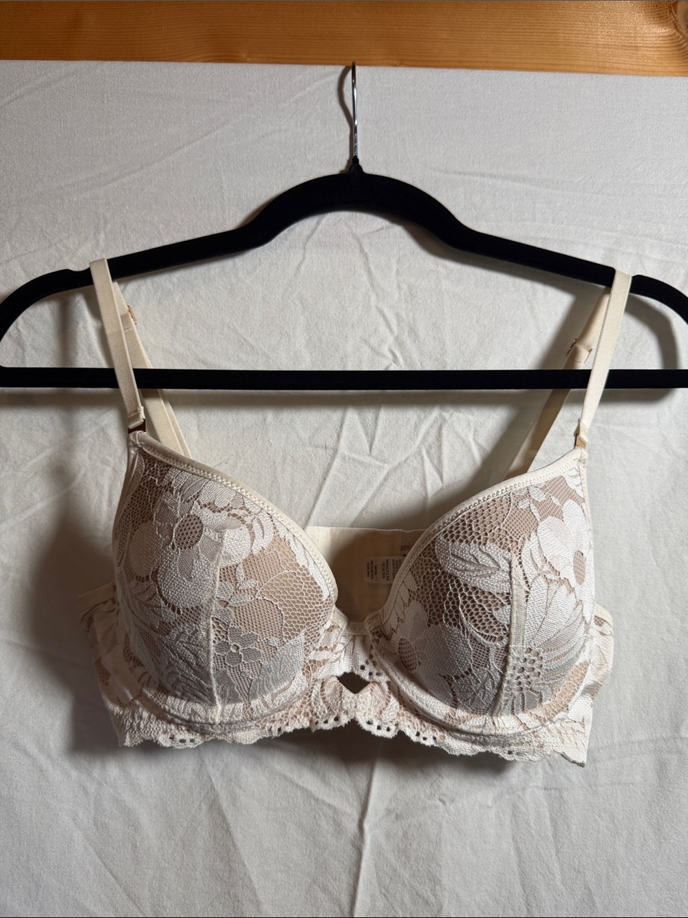 aerie Lace Overlay Push-Up Bra in Light Nude